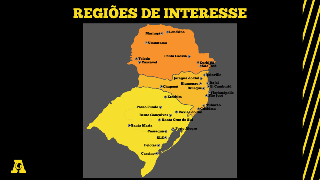 9 regiões de interesse